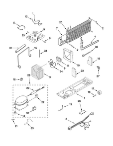 Unit Parts Diagram and Parts List for A8WXNGFWD02  Amana Refrigerator
