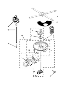 Pump, Washarm And Motor Parts Diagram and Parts List for JDB9800CWX2  Jenn-Air Dishwasher