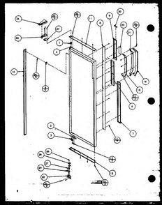 Refrigerator Door Hinge And Trim Parts Diagram and Parts List for SZ25MPL-P1120711WL  Amana Refrigerator