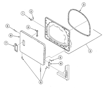 Loading Door Diagram and Parts List for SSE007WF1500  Speed Queen Dryer