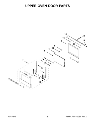 Upper Oven Door Parts Diagram and Parts List for JJW3830IM00  Maytag Wall Oven