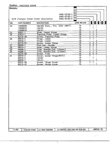 Freezer Door Page 3 Diagram and Parts List for 62163-0A  Admiral Refrigerator
