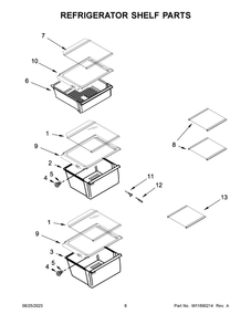 Refrigerator Shelf Parts Diagram and Parts List for MRSF4036PB00  Maytag Refrigerator