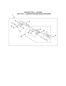 Burner Assembly Diagram and Parts List for MGDB850YW2  Maytag Dryer