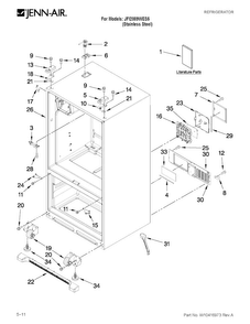 Cabinet Parts Diagram and Parts List for JFI2089WES5  Jenn-Air Refrigerator