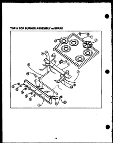 Top And Burner Assembly With Spark Diagram and Parts List for SBK26DA  Amana Range