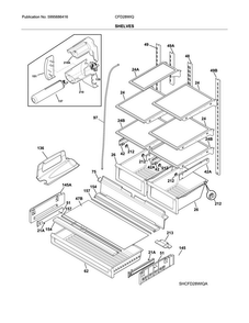 Shelves Diagram and Parts List for CFD28WIQBA  Crosley Refrigerator