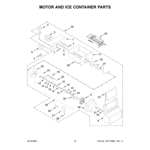 Motor And Ice Container Parts Diagram and Parts List for MRSF4036PW02  Maytag Refrigerator