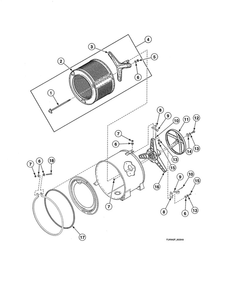 Inner Basket/Trunnion/Pulley Diagram and Parts List for AFN50FSP111TW01  Speed Queen Washer