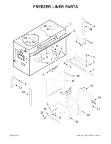 Freezer Liner Parts Diagram and Parts List for JF36NXFXDE00  Jenn-Air Refrigerator