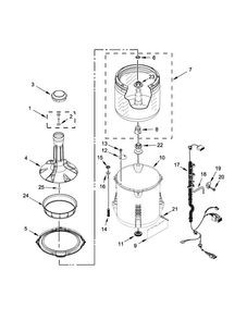 Basket And Tub Parts Diagram and Parts List for MVW18MNBWW0  Maytag Washer