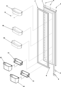 Freezer Door Diagram and Parts List for AC2224PEKB0  Amana Refrigerator
