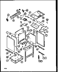 Oven Cabinet Diagram and Parts List for RST378UW-P1141203NW  Caloric Range
