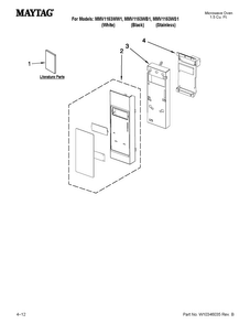 Control Panel Parts Diagram and Parts List for MMV1153WW1  Maytag Microwave