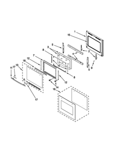 Upper Oven Door Parts Diagram and Parts List for JJW2527WS00  Jenn-Air Wall Oven