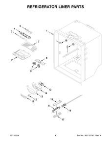 Refrigerator Liner Parts Diagram and Parts List for MRFF4136RZ00  Maytag Refrigerator