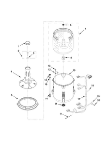 Basket And Tub Parts Diagram and Parts List for CAW8350EW0  Crosley Washer