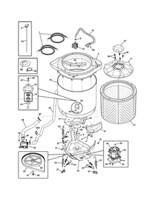 Motor/tub Diagram and Parts List for CLCE500MW1  Crosley Washer Dryer Combo