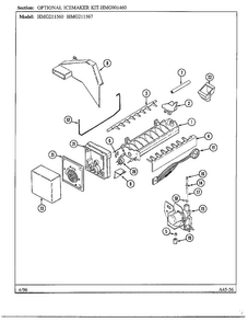 Optional Ice Maker Kit Diagram and Parts List for HMG-211560  Admiral Refrigerator