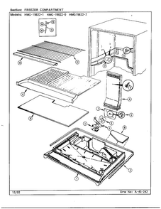Freezer Compartment Diagram and Parts List for 19822-7  Admiral Refrigerator