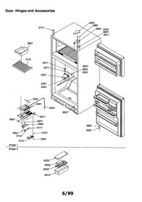 Door/hinges And Accessories Diagram and Parts List for TSI25VE-P1308102WE  Amana Refrigerator