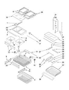 Shelf Parts Diagram and Parts List for AFD2535DEW10  Amana Refrigerator