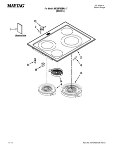 Cooktop Parts Diagram and Parts List for MES5752BAS17  Maytag Range