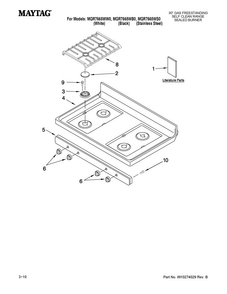 Cooktop Parts Diagram and Parts List for MGR7665WS0  Maytag Range