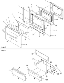 Oven Door & Storage Drawer Diagram and Parts List for ACS3350AC0  Amana Range