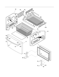 Freezer Drawer - Basket Diagram and Parts List for CFD28WIB5  Crosley Refrigerator