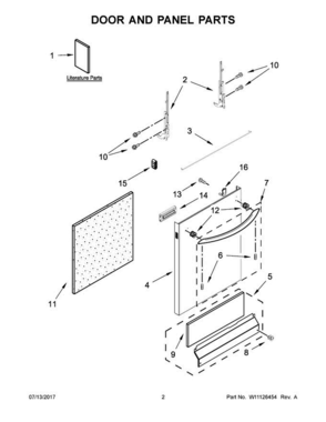 02 - Door And Panel Parts Diagram and Parts List for ADB1500ADB4  Amana Dishwasher