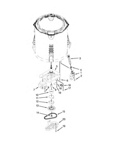 Gearcase, Motor And Pump Parts Diagram and Parts List for 7MMVWC200DW0  Maytag Washer