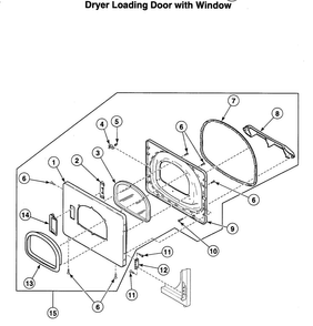 Dryer Door Asy Diagram and Parts List for LTSA7AQN1500  Speed Queen Washer Dryer Combo