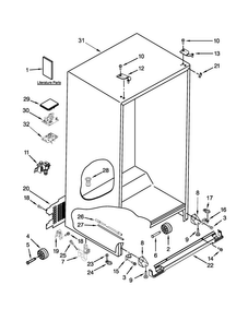 Cabinet Parts Diagram and Parts List for JSC24C8EAM01  Jenn-Air Refrigerator