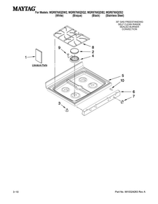 Cooktop Parts Diagram and Parts List for MGR5765QDB2  Maytag Range