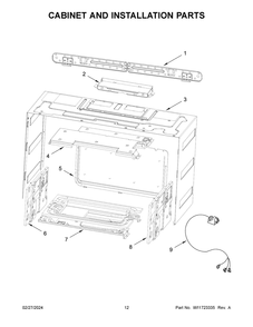 Cabinet And Installation Parts Diagram and Parts List for MMMF8030PZ00  Maytag Microwave