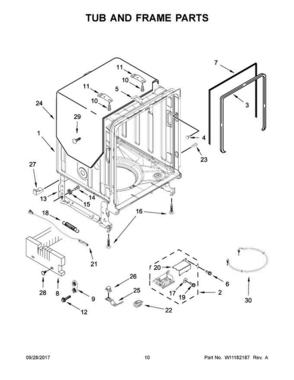 06 - Tub And Frame Parts Diagram and Parts List for JDTSS243GX0  Jenn-Air Dishwasher