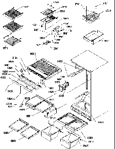 Interior Cabinet And Drain Block Assembly Diagram and Parts List for TR522SW-P1182703WW  Amana Refrigerator