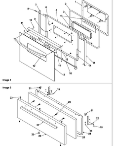 Oven Door And Broiler Door Diagram and Parts List for ARG3600W-P1143372NW  Amana Range