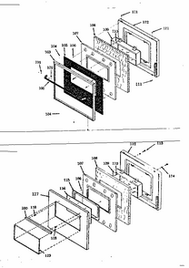 Black Glass And Porcelain Doors Diagram and Parts List for 8504228390  Kenmore Range
