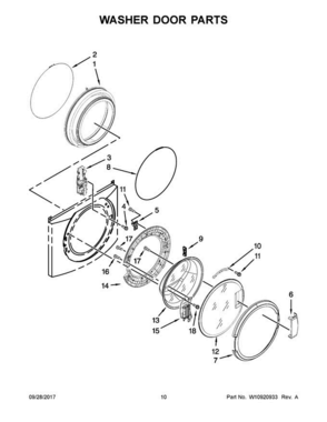 06 - Washer Door Parts Diagram and Parts List for MLE22PRAYW0  Maytag Washer Dryer Combo