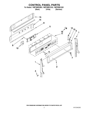 02 - CONTROL PANEL PARTS Diagram and Parts List for YMET8885XB00  Maytag Range