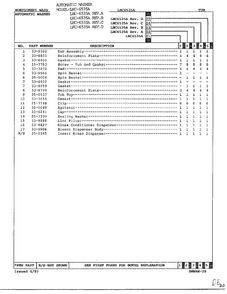 Tub Page 2 Diagram and Parts List for 6535A REV C Norge Washer