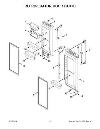 Refrigerator Door Parts Diagram and Parts List for MFF2258FEZ02  Maytag Refrigerator