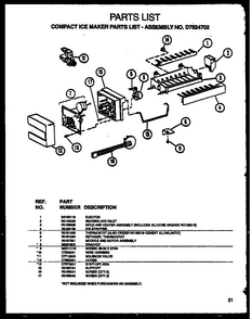 Compact Ice Maker Diagram and Parts List for SZ25NE-P1162702WE  Amana Refrigerator