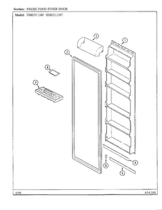 Fresh Food Inner Door Diagram and Parts List for HMG511387  Admiral Refrigerator
