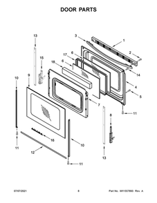 Door Parts Diagram and Parts List for AER6603SFB3  Amana Range