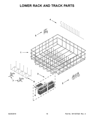 Lower Rack And Track Parts Diagram and Parts List for JDTSS244GM0  Maytag Dishwasher