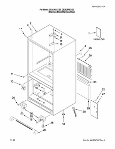 Cabinet Parts Diagram and Parts List for GB2526LEKS3  Amana Refrigerator