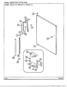 Fresh Food Outer Door Diagram and Parts List for HMG211770  Admiral Refrigerator